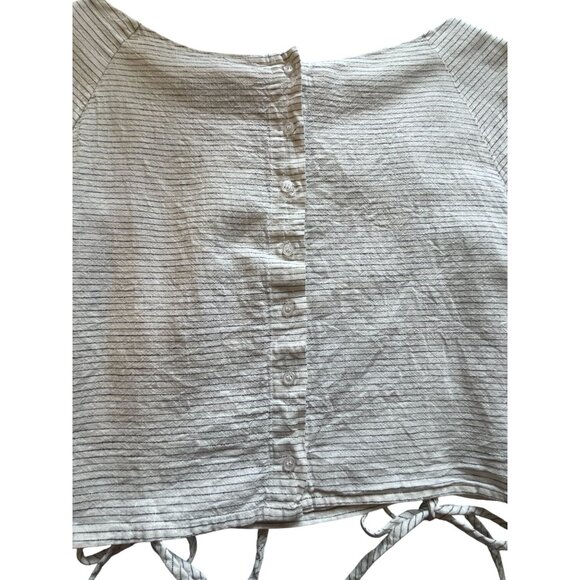 Zara Basic Medium 3/4 sleeve ruched drawstring striped top - Picture 7 of 7